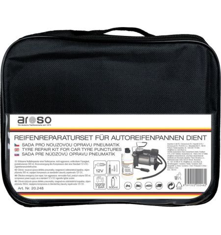 Sada na opravu / defekt pneu pro nouzové utěsnění Aroso - těsnící kapalina 500ml / kompresor 12V | Filson Store