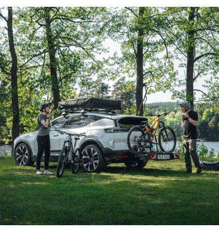 Nosič na tažné zařízení na 2+1 kola / elektrokola / Fatbike Thule VeloSpace 3 - sklopný skládací / černý / s rozšířením o 1 k...