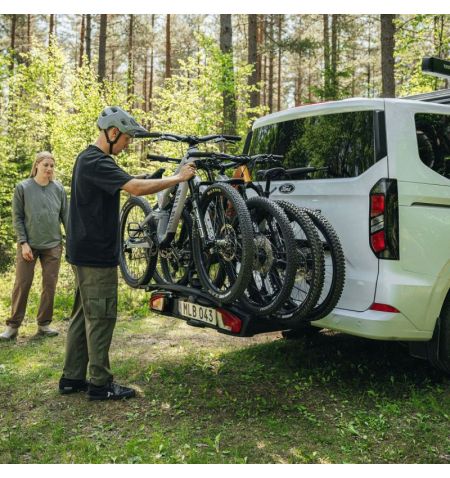 Nosič na tažné zařízení na 3+1 kola / elektrokola / Fatbike Thule VeloSpace 3 - sklopný skládací / černý / s rozšířením o 1 k...