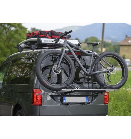Nosič na 3 jízdní kola / 2 elektrokola na zadní / páté dveře Menabo Shadow Volkswagen T6 - pozinkovaná ocel / alu / černý | F...