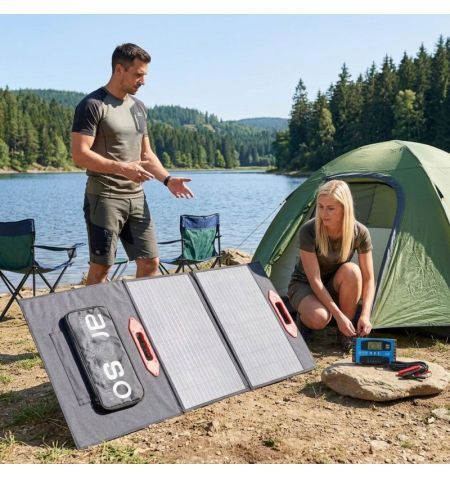 Solární panel rozkládací přenosný s MPPT regulátorem 200W 12V/24V 200x60cm - do auta / na kempování | Filson Store