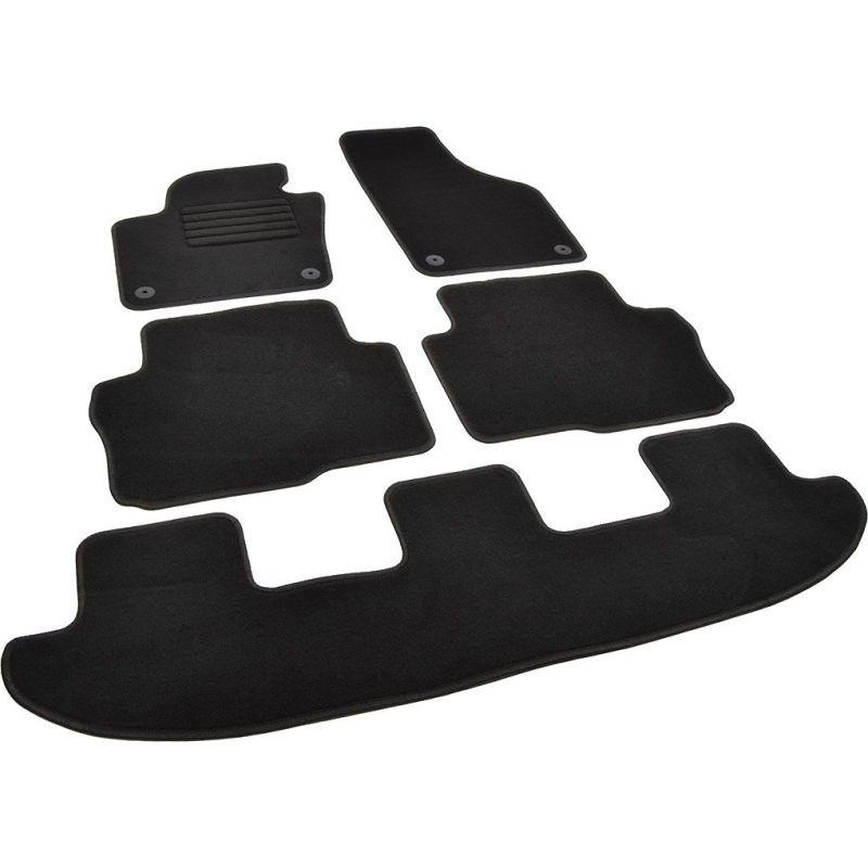 Autokoberce textilní přesné černé / černé obšití - Seat Alhambra II (Typ 7N) (2010-2022) 7-sedadel