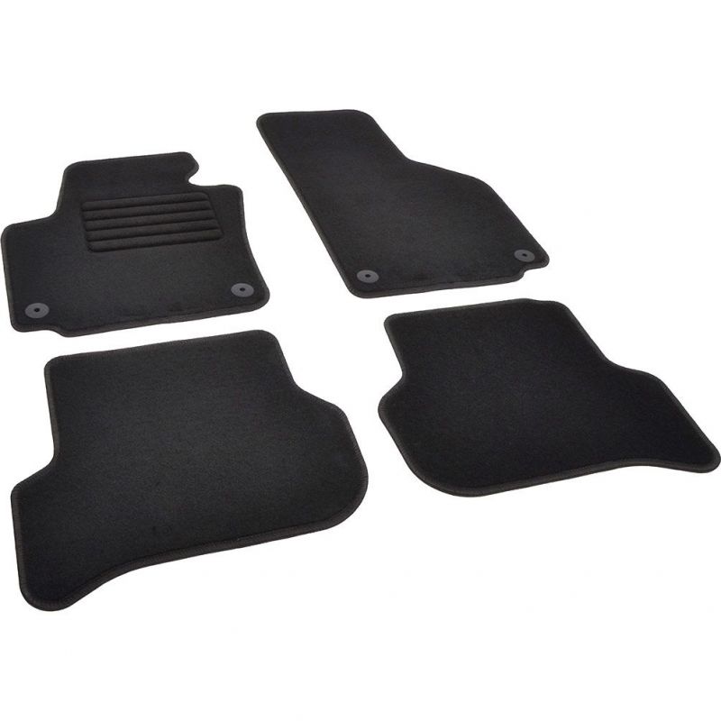 Autokoberce textilní přesné černé / černé obšití - Seat Altea (Typ 5P) (2004-2009) 5-sedadel