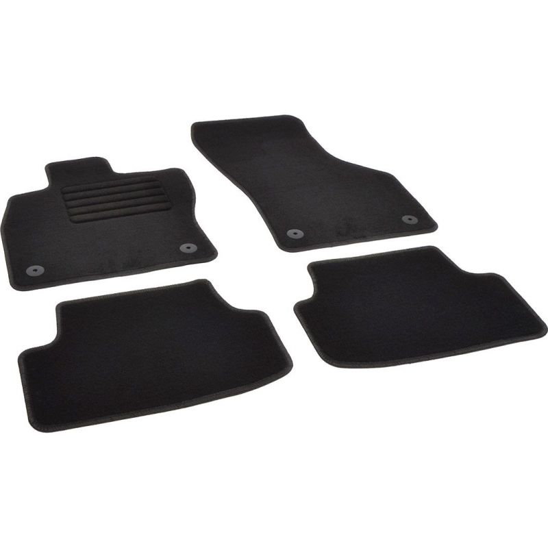 Autokoberce textilní přesné černé / černé obšití - Seat Leon III (Typ 5F) (2012-2020) 5-sedadel
