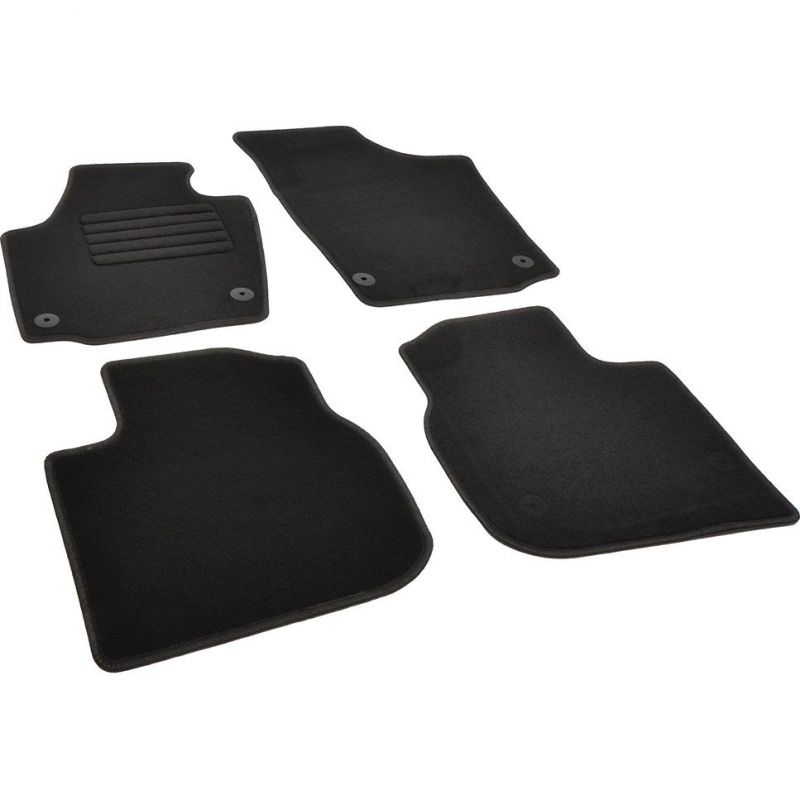 Autokoberce textilní přesné černé / černé obšití - Seat Toledo IV (Typ KG) (2012-2019) 5-sedadel
