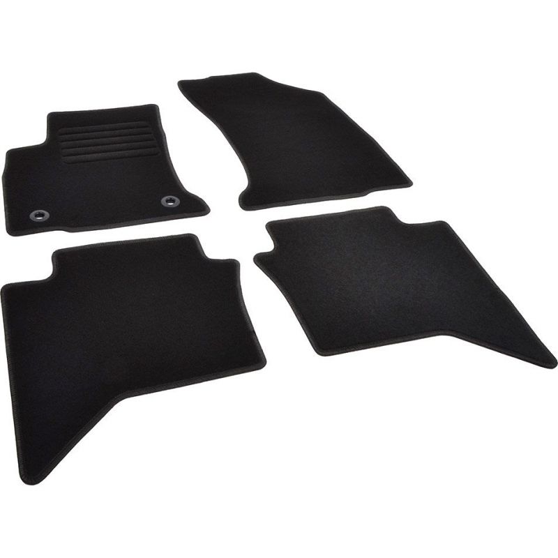 Autokoberce textilní přesné černé / černé obšití - Toyota Hilux VIII (Typ AN130) (2015-2023) 5-sedadel