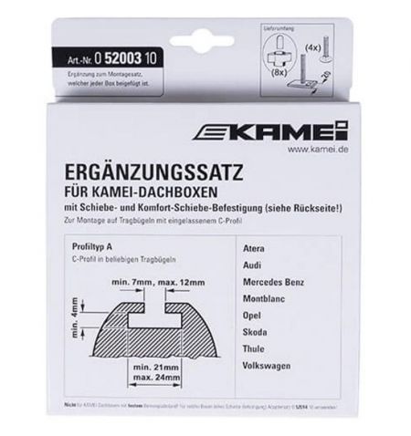 T-šrouby Kamei - sada 4x T-šroub / 4x šroub / 8x matka s plastem / pro drážky 20mm / M6 x 50mm / M6 x 40mm | Filson Store