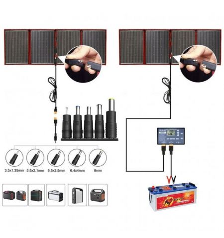 Solární panel rozkládací přenosný s PWM regulátorem 320W 12V/24V 194x95cm - do auta / na kempování | Filson Store