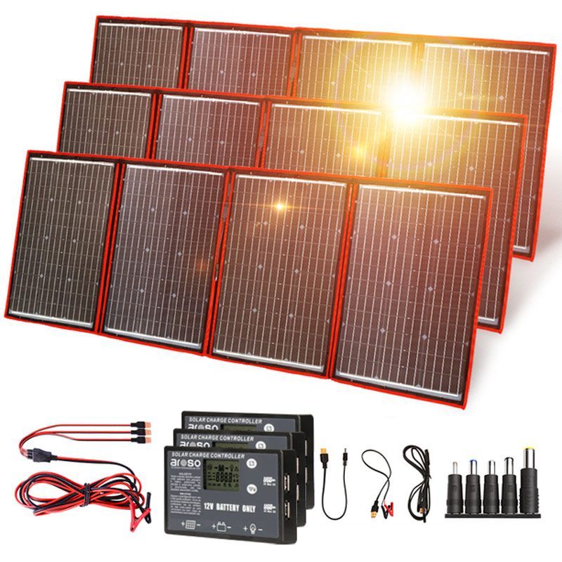 Solární panely rozkládací přenosné s PWM regulátory 660W 12V/24V 3ks 212x73cm - do auta / na kempování