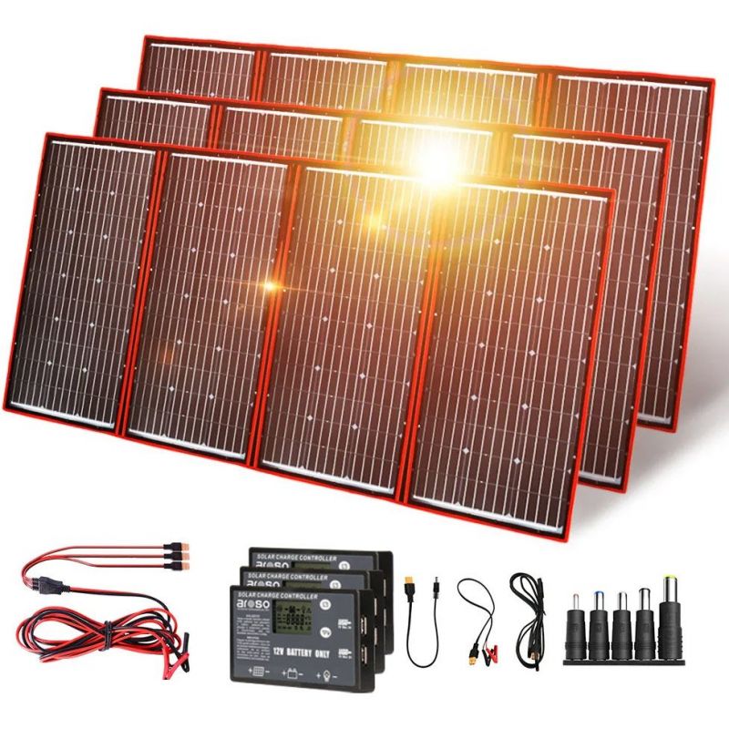 Solární panely rozkládací přenosné s PWM regulátory 960W 12V/24V 3ks 194x95cm - do auta / na kempování