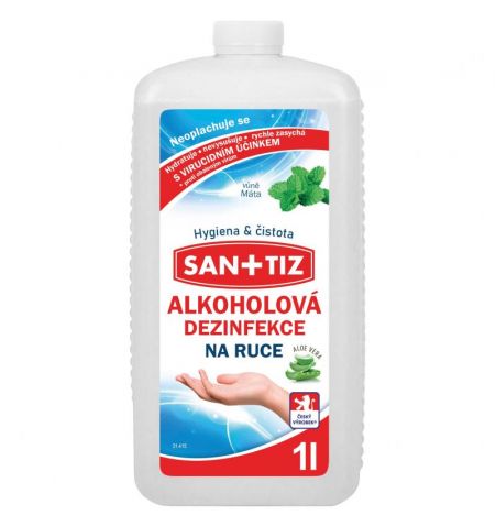 Alkoholová dezinfekce na ruce Sanitiz 1l - parfém máta / obsahuje Aloe Vera | Filson Store