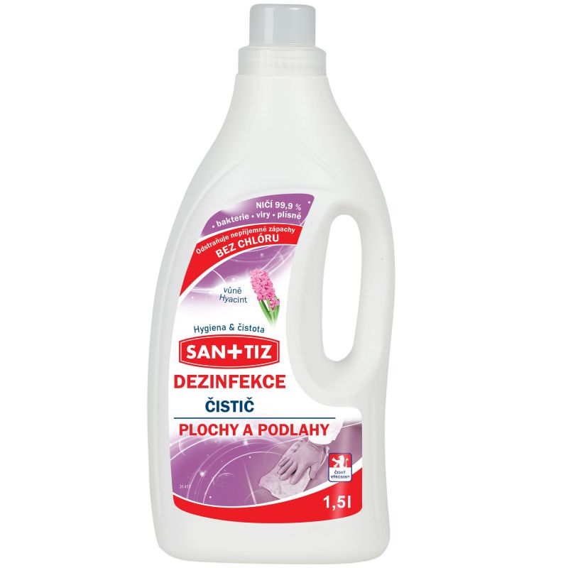Čistící prostředek na plochy a podlahy / dezinfekce Sanitiz 1.5l - parfém Hyacint