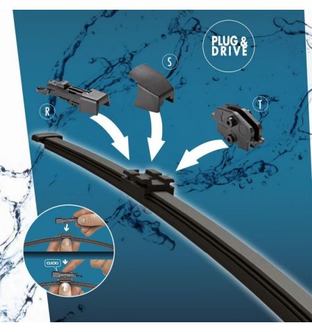 Stěrač zadní Valeo HydroConnect plochý Flat 45cm 1ks - multifunkční adaptéry | Filson Store