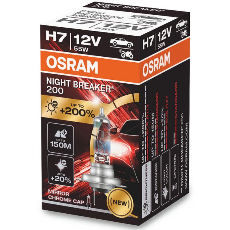 Autožárovka Osram Night Breaker 200% H7 12V 55W PX26d - krabička 1ks