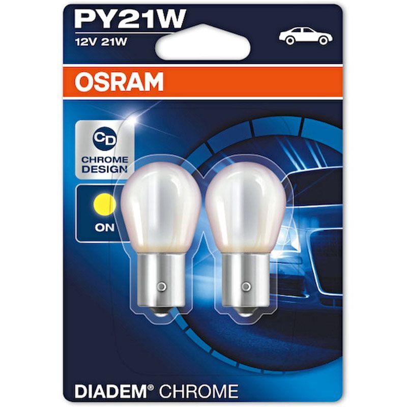 Autožárovka Osram Original PY21W 12V BAU15s - oranžová / chromová baňka / blister 2ks