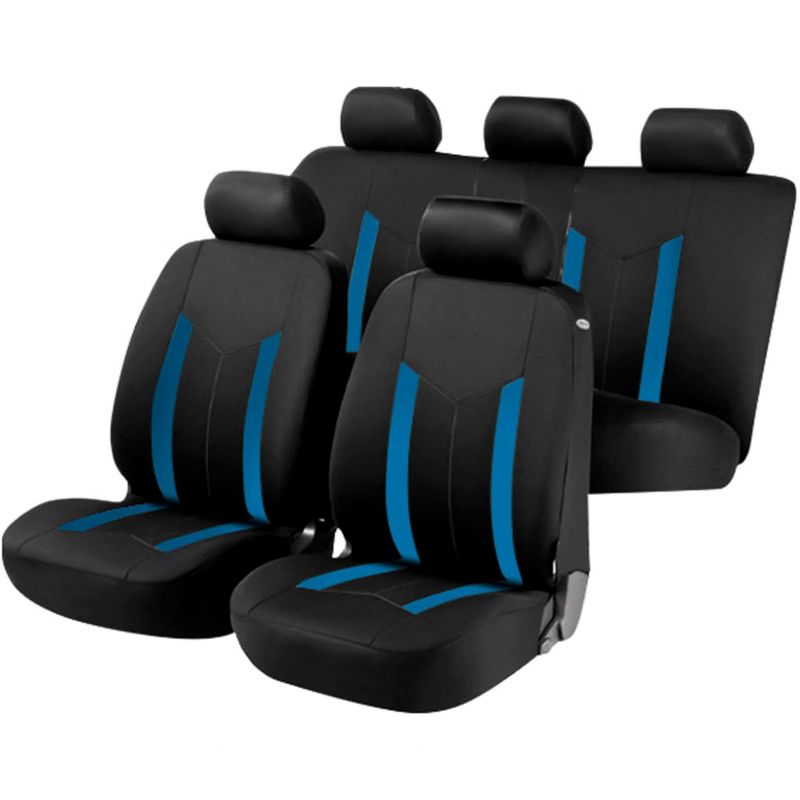 Autopotahy sedadel na celé vozidlo s bočními airbagy v sedadlech - Aroso sada 9 dílů - modré / černé