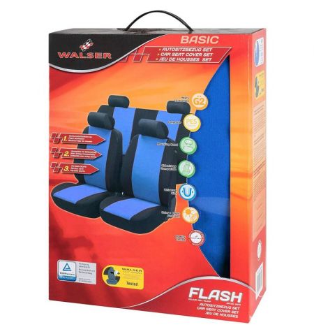 Autopotahy sedadel na celé vozidlo s bočními airbagy v sedadlech - Walser Flash sada 9 dílů - modré / černé | Filson Store