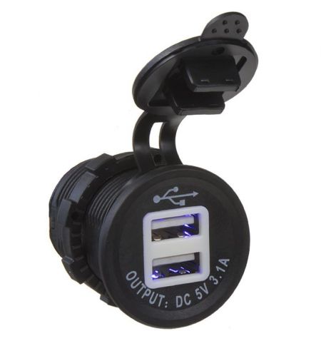 Zásuvka USB do panelu 12/24V 2x USB 3.1A modré podsvícení | Filson Store
