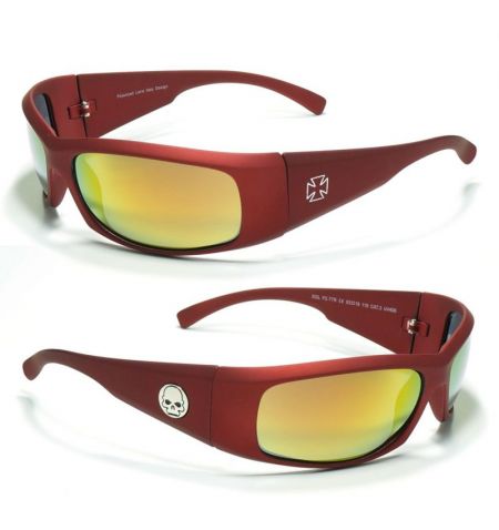 Brýle sluneční Polarized 77 - obroučky červené / skla červeno-zlatá zrcadlová / polarizační skla / pouzdro a utěrka | Filson ...