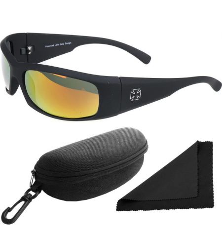 Brýle sluneční Polarized 77 - obroučky černé / skla červeno-zlatá zrcadlová / polarizační skla / pouzdro a utěrka | Filson Store