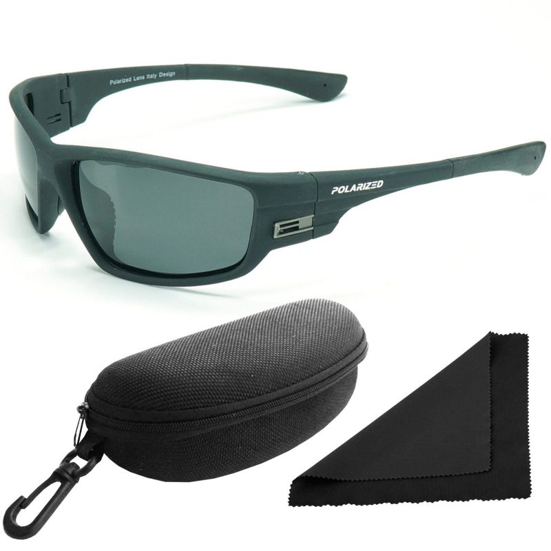Brýle sluneční Polarized 96 - obroučky černé / skla tmavá / polarizační skla / pouzdro a utěrka