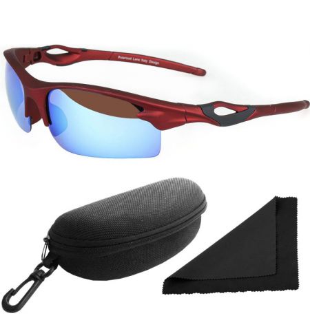 Brýle sluneční Polarized 174 - obroučky červené / skla modrá zrcadlová / polarizační skla / pouzdro a utěrka | Filson Store
