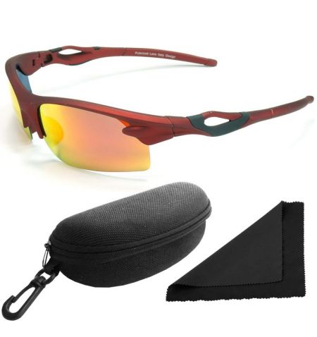 Brýle sluneční Polarized 174 - obroučky červené / skla červeno-zlatá zrcadlová / polarizační skla / pouzdro a utěrka | Filson...