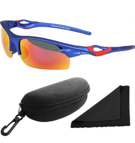 Brýle sluneční Polarized 174 - obroučky modré / skla červeno-zlatá zrcadlová / polarizační skla / pouzdro a utěrka | Filson S...