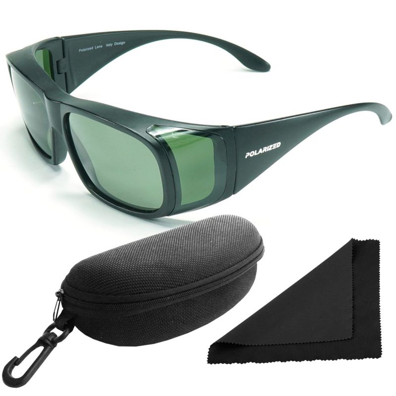 Brýle sluneční Polarized 202 - obroučky černé / skla tmavá / polarizační / pouzdro a utěrka / přes dioptrické brýle