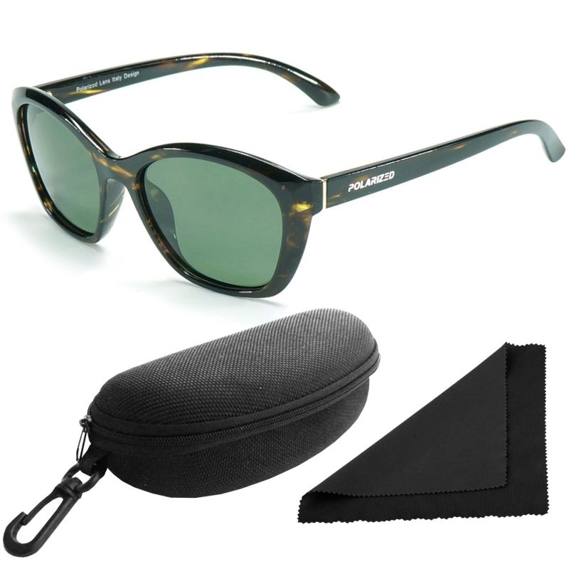 Brýle sluneční Polarized 206 - obroučky hnědá kamufláž / skla zelená / polarizační skla / pouzdro a utěrka