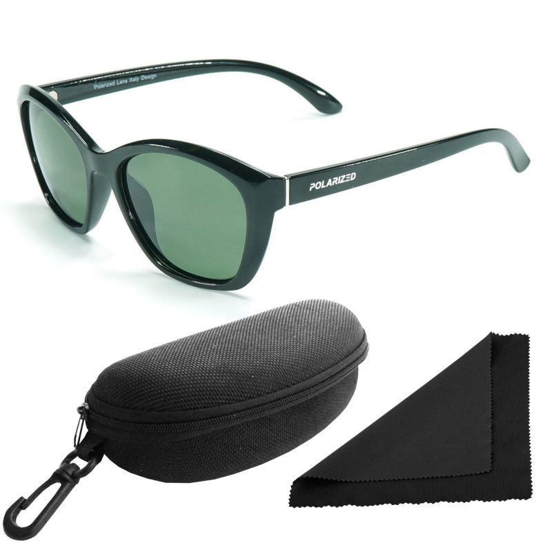 Brýle sluneční Polarized 206 - obroučky černé / skla tmavá / polarizační skla / pouzdro a utěrka