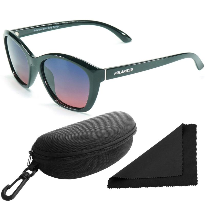 Brýle sluneční Polarized 206 - obroučky černé / skla modro-růžová / polarizační skla / pouzdro a utěrka