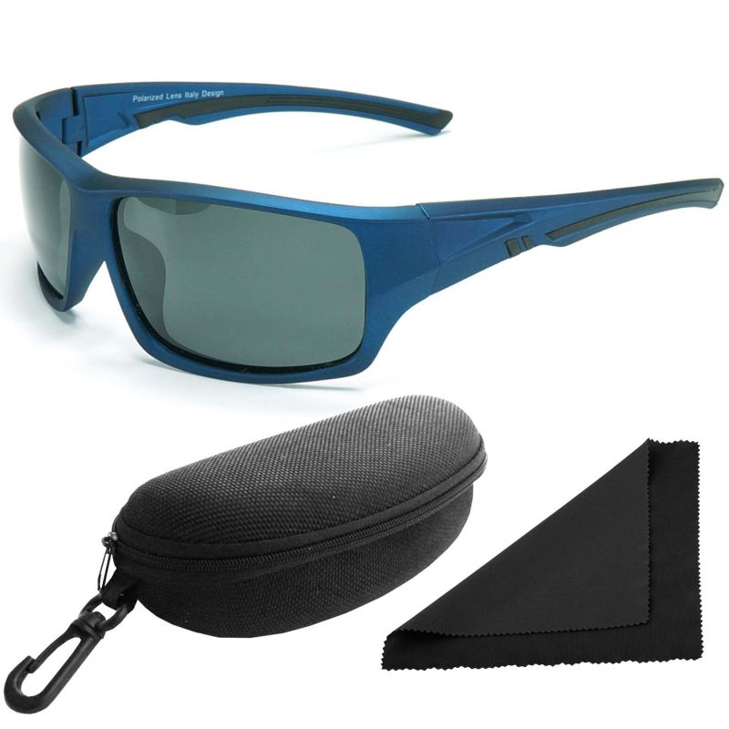 Brýle sluneční Polarized 247 - obroučky černé-modré / skla tmavá / polarizační skla / pouzdro a utěrka
