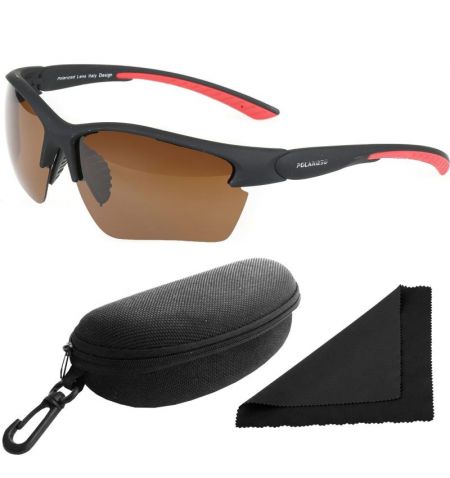 Brýle sluneční Polarized 251 - obroučky červené-černé / skla hnědá / polarizační skla / pouzdro a utěrka | Filson Store