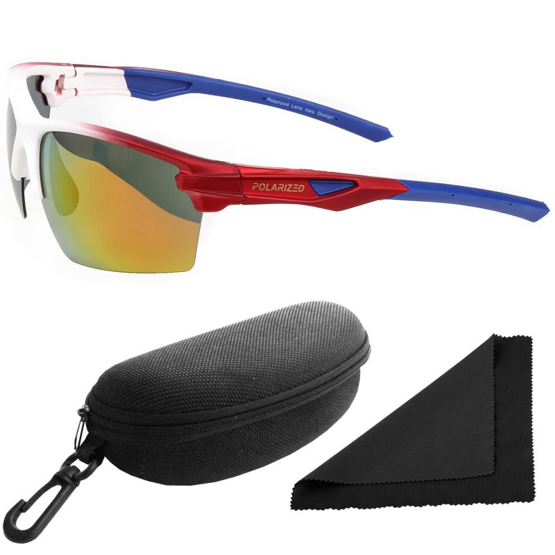 Brýle sluneční Polarized 255 - obroučky bílé / skla červeno-zlatá zrcadlová / polarizační skla / pouzdro a utěrka