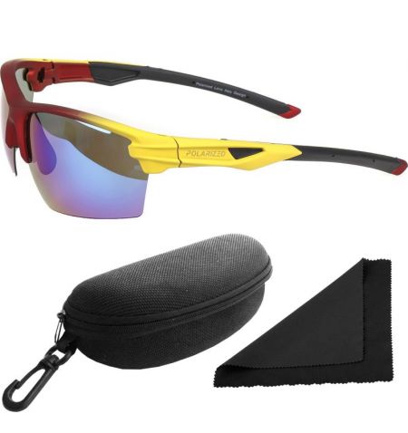 Brýle sluneční Polarized 255 - obroučky červené / skla modrá zrcadlová / polarizační skla / pouzdro a utěrka | Filson Store