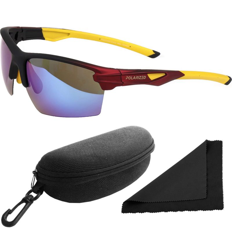 Brýle sluneční Polarized 255 - obroučky černé / skla modrá zrcadlová / polarizační skla / pouzdro a utěrka