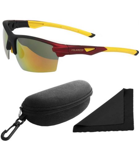 Brýle sluneční Polarized 255 - obroučky černé / skla červeno-zlatá zrcadlová / polarizační skla / pouzdro a utěrka | Filson S...