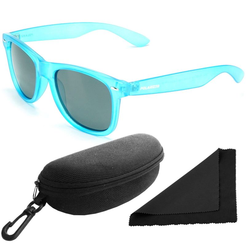 Brýle sluneční Polarized 257 - obroučky tyrkysové / skla tmavá / polarizační skla / pouzdro a utěrka