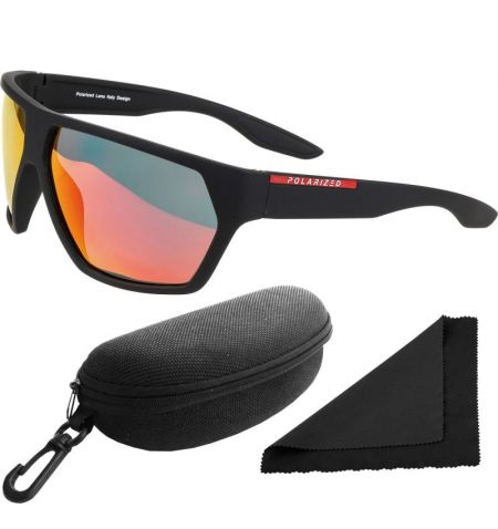 Brýle sluneční Polarized 261 - obroučky černé / skla červeno-zlatá zrcadlová / polarizační skla / pouzdro a utěrka | Filson S...