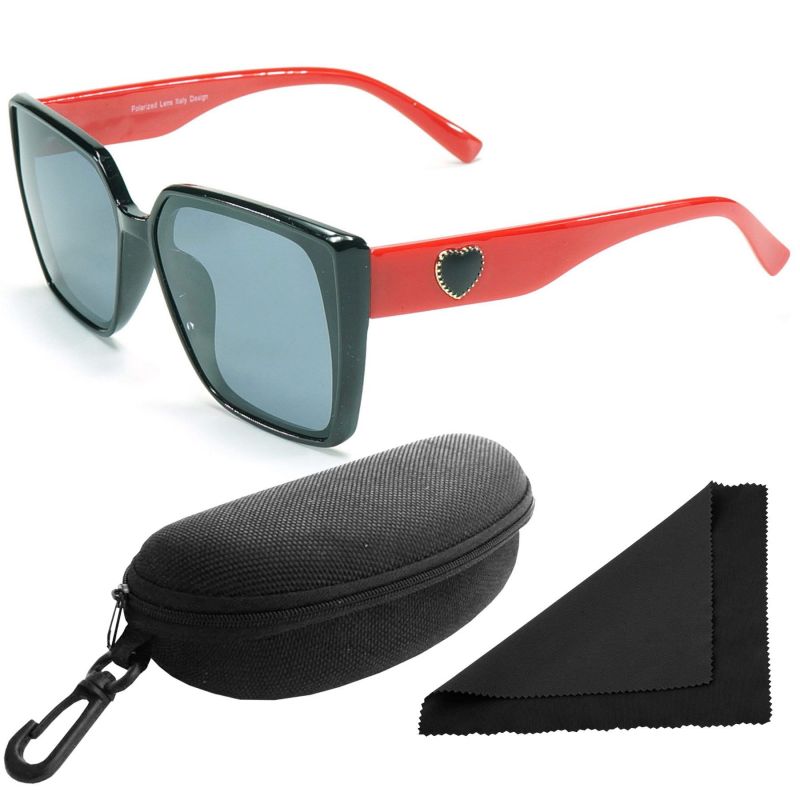 Brýle sluneční Polarized 268 - obroučky černé-červené / skla tmavá / polarizační skla / pouzdro a utěrka