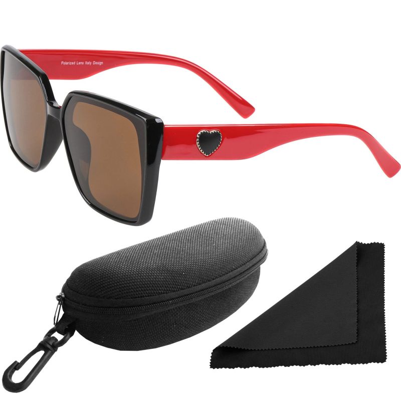 Brýle sluneční Polarized 268 - obroučky černé-červené / skla hnědá / polarizační skla / pouzdro a utěrka