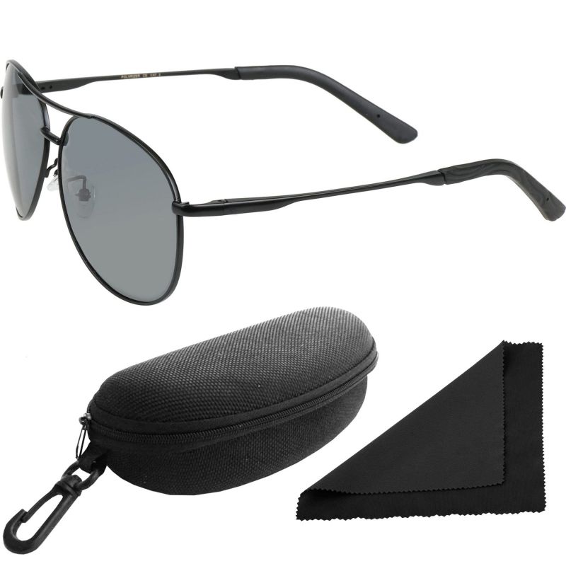 Brýle sluneční Polarized 8013 - obroučky černé / skla tmavá / polarizační skla / pouzdro a utěrka