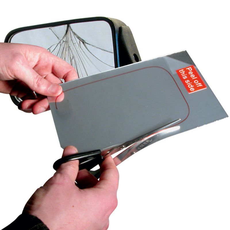 Fólie zrcadlová samolepící vnější na rychlou opravu zrcátka 17.5x25cm