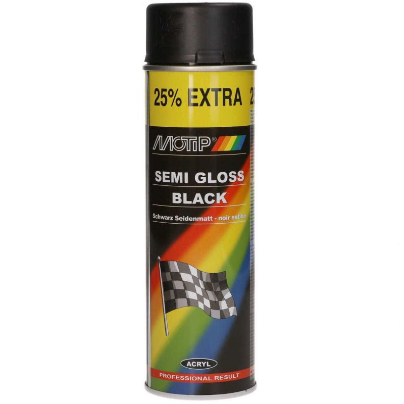 Barva černá pololesklá 500ml - rychleschnoucí akrylový lak pro dřevěné / kovové / hliníkové / skleněné / kamenné povrchy / plast