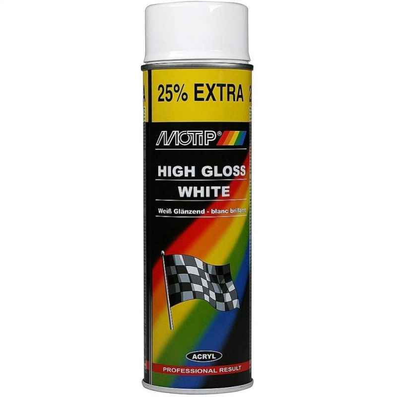 Barva bílá lesk 500ml - rychleschnoucí akrylový lak pro dřevěné / kovové / hliníkové / skleněné / kamenné povrchy / plast