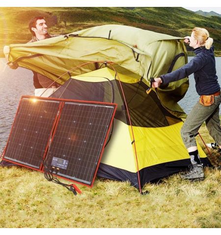 Solární panel rozkládací přenosný s PWM regulátorem 110W 12V/24V 106x73cm - do auta / na kempování | Filson Store
