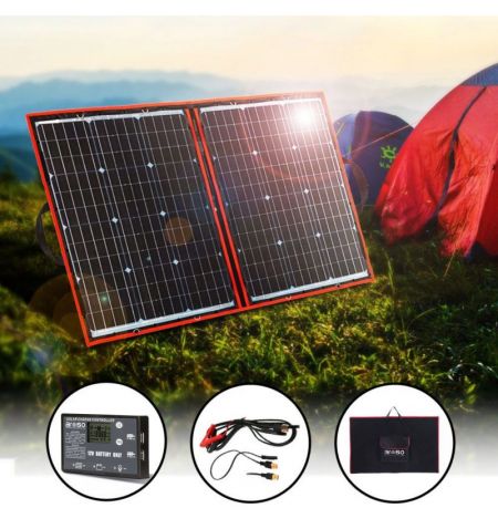 Solární panel rozkládací přenosný s PWM regulátorem 110W 12V/24V 106x73cm - do auta / na kempování | Filson Store