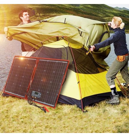 Solární panel rozkládací přenosný s PWM regulátorem 110W 12V/24V 106x73cm - do auta / na kempování | Filson Store