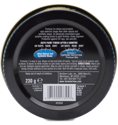 Tvrdý vosk na karosérii / lak vozidla Premium Formula1 230g - polymerová technologie | Filson Store